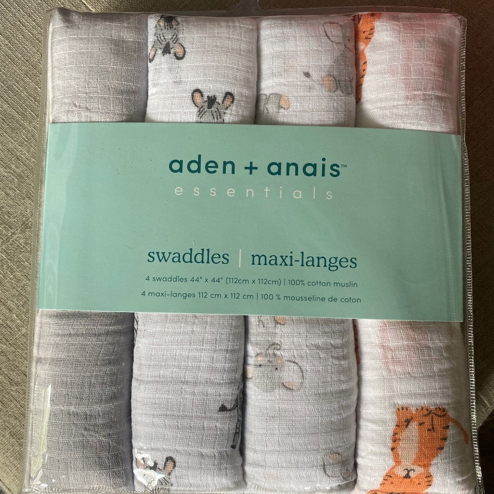Aden & Anais 4 swaddles 100% cotton muslin